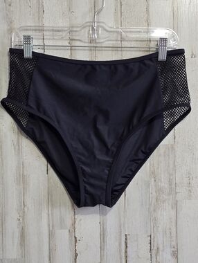 Cupshe Black Mesh High Waist Bikini Bottoms Size XL